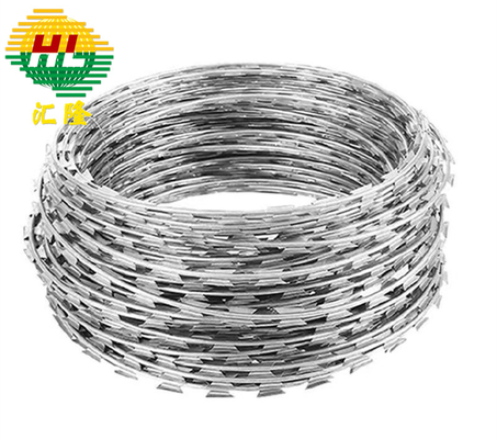 BTO-18 Galvanized Steel Concertina Razor Wire Fence untuk Pertahanan Militer dan Keamanan Perbatasan