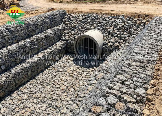 Dinding Gabion Torsi Ganda Tersedia Galvanis Proyek Teknik Pengendalian Banjir Perlindungan Sungai Pengiriman Cepat